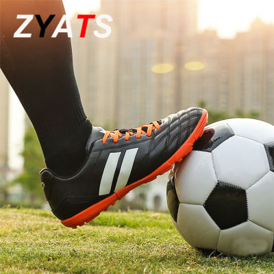 ZYATS รองเท้าฟุตซอลเทรนนิ่งสำหรับเล่นกีฬาสีดำกันลื่นสีดำรองเท้าฟุตบอลใหม่