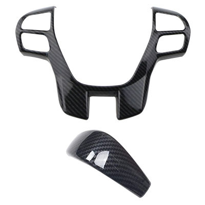 for Ford Ranger Everest Endeavor 2015+ Carbon Fiber Steering Wheel &amp; Gear Shift Cover Trim Frame Decorator Accessories