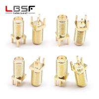 RP-SMA Female length 16.5mm Jack Plug Adapter Solder Edge PCB Straight Right angle Mount RF Copper Connector Plug Socket