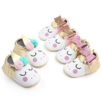 (0-18 M)2021 Toddler Baby Girls Flower Unicorn Shoes PU Leather Shoes Soft Sole Crib Shoes Spring Autumn First Walkers