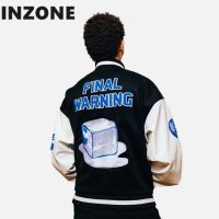 Vintage American HIPHOP street vibe loose ice printed couple baseball suit jacket for men and women