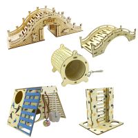 Small Animal Hideout Hamster Bridge Wooden Hut Play Toys Stairs Gym Bridge Rock Climbing For Small Animals