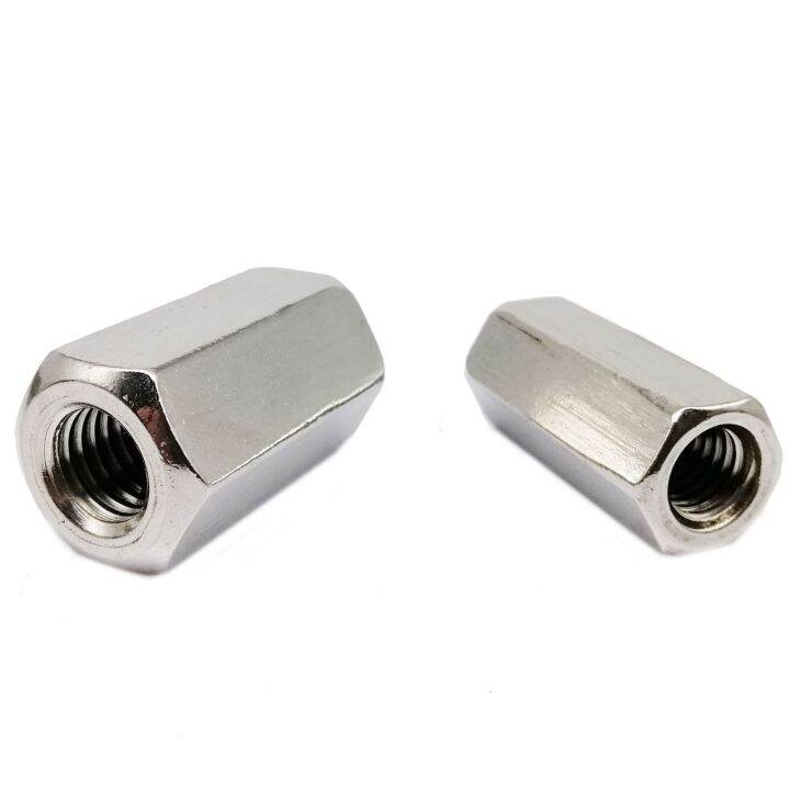 1-2-5-10pcs-m3-m4-m5-m6-m8-m10-m12-304-stainless-steel-hexagon-hex-long-lengthen-rod-connector-joint-sleeve-tubular-coupling-nut-nails-screws-fastene