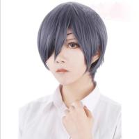 【❤】 （hgestore） วิกผมอนิเมะบัตเลอร์ Kuroshitsuji Ciel Phantomhive วิกผมทนความร้อนได้สีฟ้าเทาวิกผมสังเคราะห์ A294คอสเพลย์ฮาโลวีน