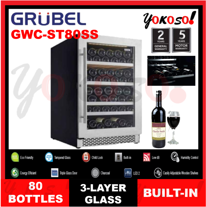 GRUBEL GWCST80SS WINE CHILLER / 3LAYER GLASS DOOR / FREESTANDING