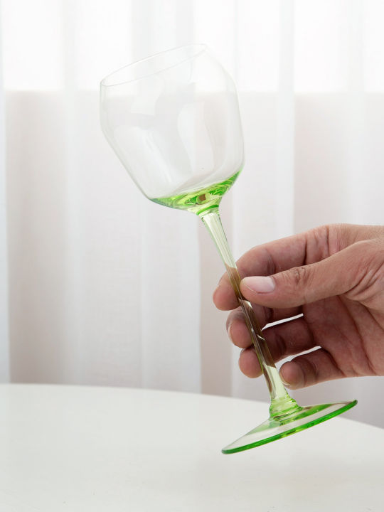 แก้วกระจกคริสตัลดีไซน์แก้วไวน์แดงสีเขียวผลไม้แก้วชิมแก้วแชมเปญแก้วกระจกสูง-linguaimy