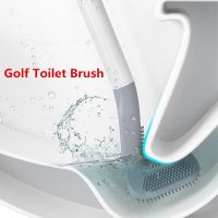 Toilet Cleaning Silicone Brush Golf Head Bathroom Wall Hook Hanging Long Handle Squatting Pan Cleaner Household WC Gap Remover