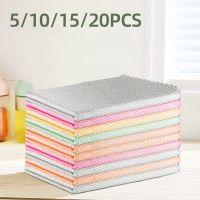 ♗◊○ 5/10/15/20PCS Microfiber Glass Cleaning Cloths Reusable Fish Scale Cleaner Towel for Windows Car Mirrors Wiping Kitchen Supplies