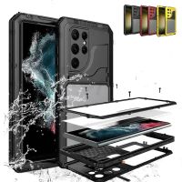 IP68 Waterproof Heavy Duty Military Metal Case For Samsung S23 Plus S23Ultra  S22 PLUS  S22 Ultra Full Shockproof Cover with Stand Screen Protector