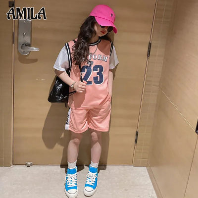 AMILA บาสเก็ตบอลเด็กหญิงชุดกีฬา Set Training เด็กกลางและใหญ่