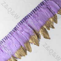 light purple goose feather spray gold head made of 2 meters cloth edge DIY shopping festival costume dress skirt decoration