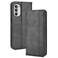 SmartPhonemall For Motorola Moto G71s/G82 5G/G52 4G Magnetic Buckle Retro Crazy Horse Leather Phone Case(Black)