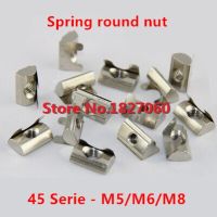 20pcs Spring Round Nut Thread M5 M6 M8 Elastic Spring Nut with Leaf for 4545 Series Aluminum Connectors Profile zinc coated Hand Tool Parts Accessorie