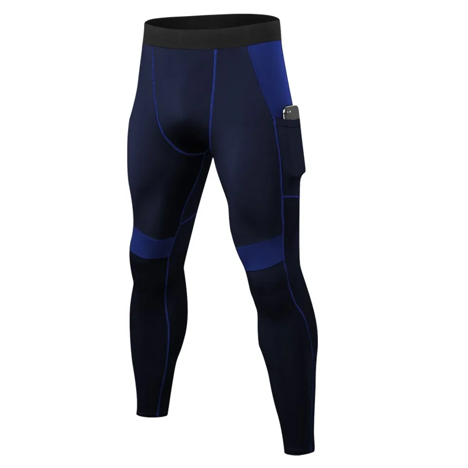 New Brand Men's Tights Compression Pants Running Men Training Fitness  Sports Leggings Pocket Gym Jogging Sweat Pants Male Long