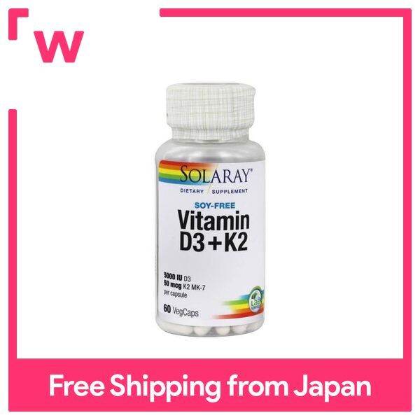 Solaray Vitamin D3 5000 IU & K2 50 mcg MK7 60 vegetarian capsules
