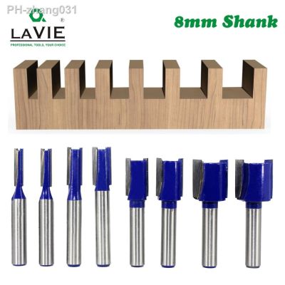 LAVIE 1pc 8mm Shank Straight Bit Tungsten Carbide Double Flute Router Bits Milling Cutter for Wood Woodwork Tool C08-002