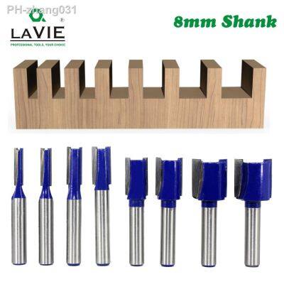 LAVIE 1pc 8mm Shank Straight Bit Tungsten Carbide Double Flute Router Bits Milling Cutter for Wood Woodwork Tool C08-002