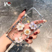 3D Diamond Case สำหรับ IPhone14ProMax 14Max 13ProMax 13 12 ProMax 12 11 X Max 8P คริสตัลดอกไม้จริง (จับคู่โดยพลการกับดอกไม้)