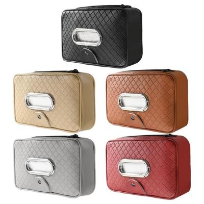 Car Tissue Box Holder With Zip And Glasses Clip Car Napkin Holder For Center Console Visor Napkin Holder Dashboard Or Trunk High Capacity Tissue Box ordinary