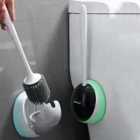 TPR Brush Head Toilet Brush No Dead Corners Household Wall-Mounted Shelf Wash Squat Toilet Brush Set Creative Bathroom Silicone