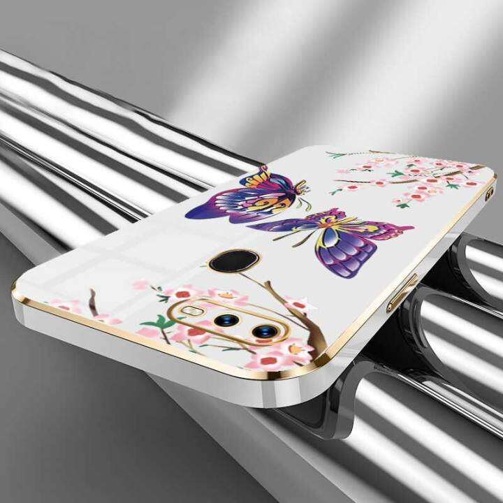 เคสสำหรับโทรศัพท์-oppo-a7-oppo-a12-oppo-a11k-a5s-oppo-ผีเสื้อสวยหรูหราพร้อมกล้องดอกไม้เคสโทรศัพท์ขอบชุบเคสนิ่มซิลิโคนพร้อมฟรีสายคล้อง