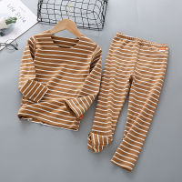 Spring Fall Autumn Winter Boys Girls Pajamas Cotton Sleepwear Warm Thicken Kids Children Self-Heating Thermal Seamless