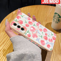 JIUMOO เคสปลอกสำหรับ Samsung Galaxy S21 FE 4G S21 FE 5G เคสซิลิโคนนิ่มลายการ์ตูนน่ารักชุบเคสมือถือดีไซน์ใหม่ขอบสี่เหลี่ยมกันกระแทกเคสป้องกันกล้องฝาปิดเลนส์เต็ม