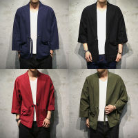 MRGB Mens Fashion Basic Kimono Shirts Spring Summer Solid Oversized Men 100 Cotton Cardigan Shirt Casual Loose Man Shirts Top