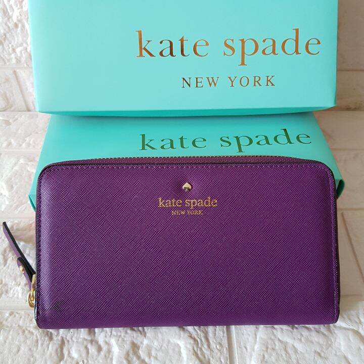 Kate Spade Classic Leather Zip Around Wallet Violet Cedar Street Stacey Long Wallet Lazada PH