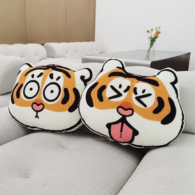 Ins Hand-painted Tiger Pillow Soft Sofa Chair Backrest Cushion Cute Cartoon Stuffed Toy Plush Doll Comfortable Office Nap Pillow