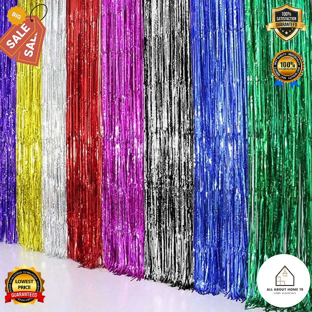 2Meters/Foil Curtain Fringe Curtain Tinsel String Shiny Gold Foil