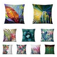 45x45cm Tropical Palm Leaf Print Pillowcase Dark Green Art Cushion Decorative Throw Pillow