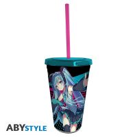 ABYStyle [ลิขสิทธิ์แท้ พร้อมส่ง] ขวดน้ำ ขวดน้ำเก็บความเย็น ขวดน้ำอนิเมะ Hatsune Miku Tumbler พร้อมหลอด ฮัตสึเนะ มิกุ - ฮัตสึเนะ มิกุ 470 ml