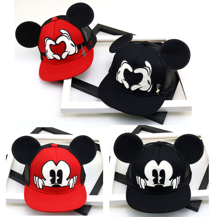 ในสต็อก-mickeys-เด็กเด็กสาวฝ้าย-snapback-หมวกหมวกเบสบอลน่ารักการ์ตูนตาข่ายหมวกอินเทรนด์ฮิปฮอป