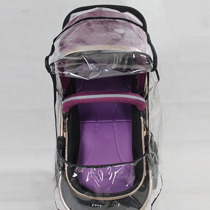 ที่คลุมรถเข็นเด็กแฟชั่น2023ฝุ่นลมใสสำหรับรถเข็นเด็กมีอุปกรณ์รถเข็นเสื้อกันฝน