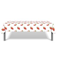 【JIU YU】▣♂  Louça Descartável De Frutas De Morango Jantar PE Tablecovers Toalhas De Mesa Chuveiro De Bebê Decorações De Festa De Aniversário Sweet ONE