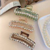 French Acrylic Square Rhinestone Big Hair Claws Barrettes Female Back Head Shark Clip Hairware Hair Volume Multi Clip