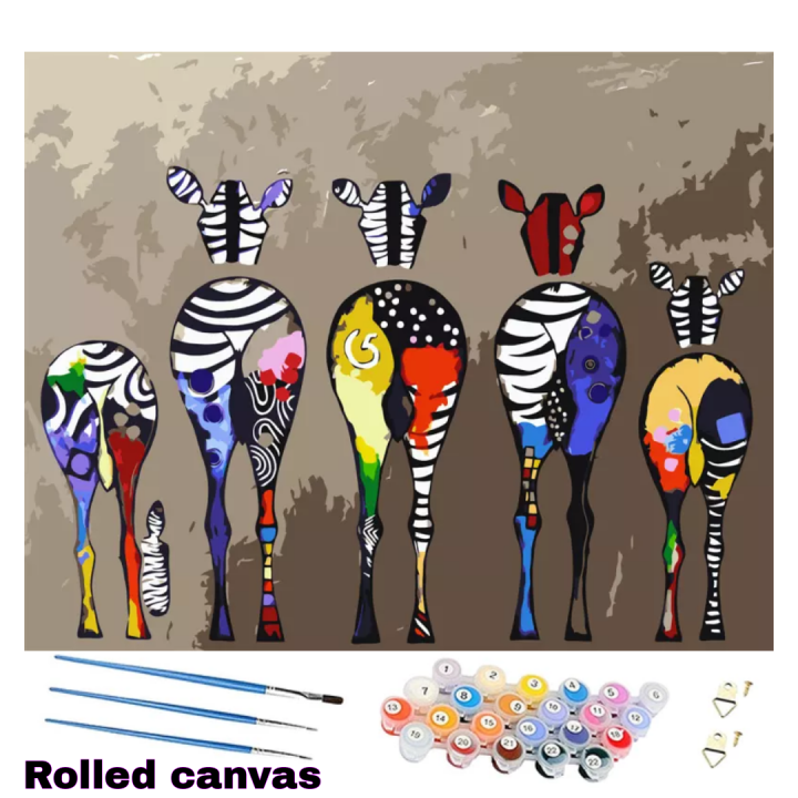DIY Paint By Numbers Abstract Zebras Hobbyist Kit Painting 40x50cm