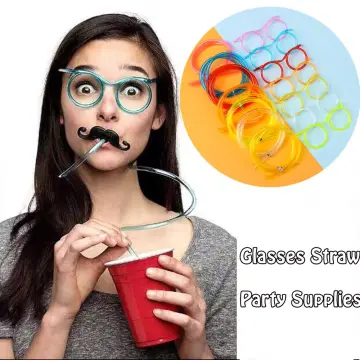 1PCS Novelty Flexible Glasses Silly Drinking Straw Glasses For Kids Party