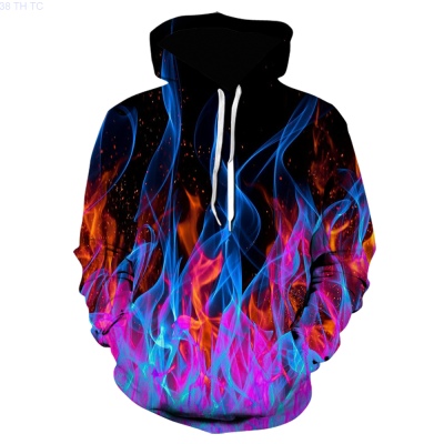 2021 New Trend Colorful Flame Hoodie 3D Sweatshirt Men And Women Hooded Loose Autumn And Winter Coat Street Clothing Hoodies Size:XS-5XL