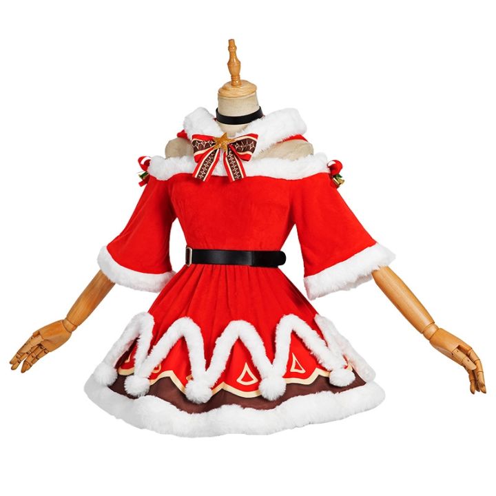 cos-imitation-genshin-impact-คอสเพลย์เครื่องแต่งกายผู้หญิง-barbara-วิกผมคริสต์มาส-antlers-furry-ชุดอะนิเมะเกมบทบาทเล่นสีแดงคุณภาพสูงเสื้อผ้า