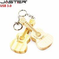 JASTER USB 3.0 wooden guitar usb with metal keychain flash drive pendrive 8GB 16GB 32GB 64GB customer LOGO wedding gift