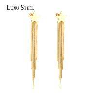 {Han ornaments}LUXUSTEEL High Polish Stainless Steel Round Square Star Shape Drop Earings Women Girl Classic Style Tassel Earring Jewelry Brinc