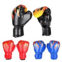 【LZ】▩  Crianças Luvas De Boxe PU Chama Impresso Luta Jogo Mão Protector Fitness Sanda Sportswear Acessórios