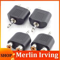 Merlin Irving Shop 4pcs 3.5mm Plug Male to 2 RCA Female AUX Audio Adapter Y Type Splitter Connector For Earphone Stereo Headphone Speaker