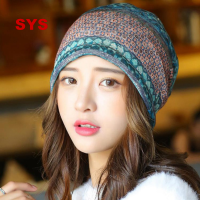 SYS Multi-ใช้ Boho หมวกเรโทร Beanie ผ้าพันคอผ้าโพกหัวหมวก