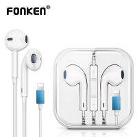 FONKEN สำหรับหูฟังชนิดใส่ในหูของ Apple พร้อมการควบคุมระดับเสียงไมโครโฟนเหมาะสำหรับชุดหูฟัง iPhone 11/12/13หูฟังแบบมีสายในหูที่ควบคุมด้วยสาย3.5มม. ปลั๊กหูฟัง