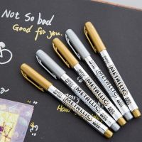 【CW】1-Piece Metallic Markers Pen DIY Gift Card Silver and Gold Paint Pens for Black Paper/Glass/Fabric/Wood/Rock/Ceramics/CD/Mug