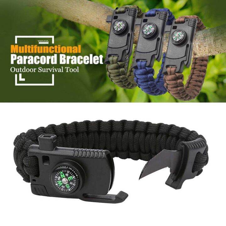 5 In 1 Paracord Emergency Bracelet Survival Compass / Whistle / Flint