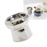 ชามแมวเซรามิคหรูหราป้องกันกระดูกสันหลังส่วนคอ 6 Petal Cat Feeding Bowl อาหารสำหรับลูกแมวสุนัข